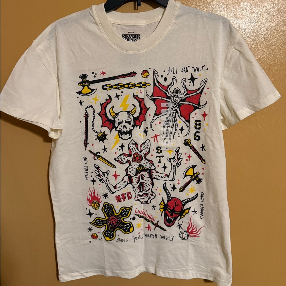 Stranger Things cream Graphic T-Shirt Meduim